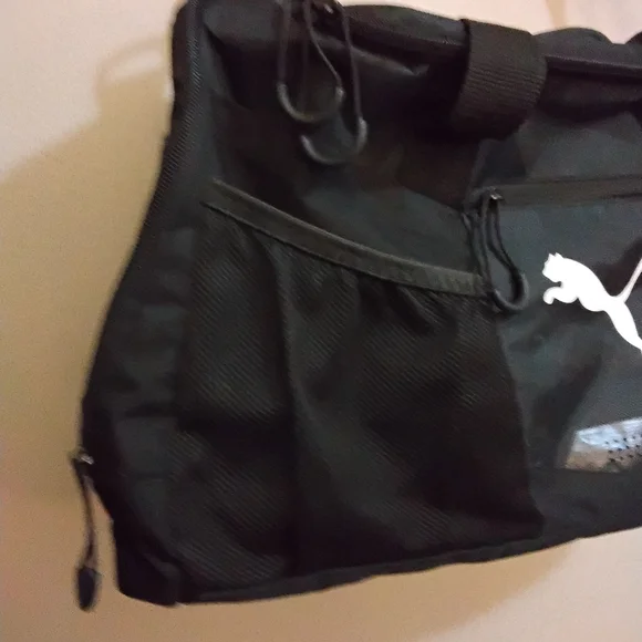 Puma Black Gym Bag with White Logo Duffle  – EUC - Picture 4 of 16